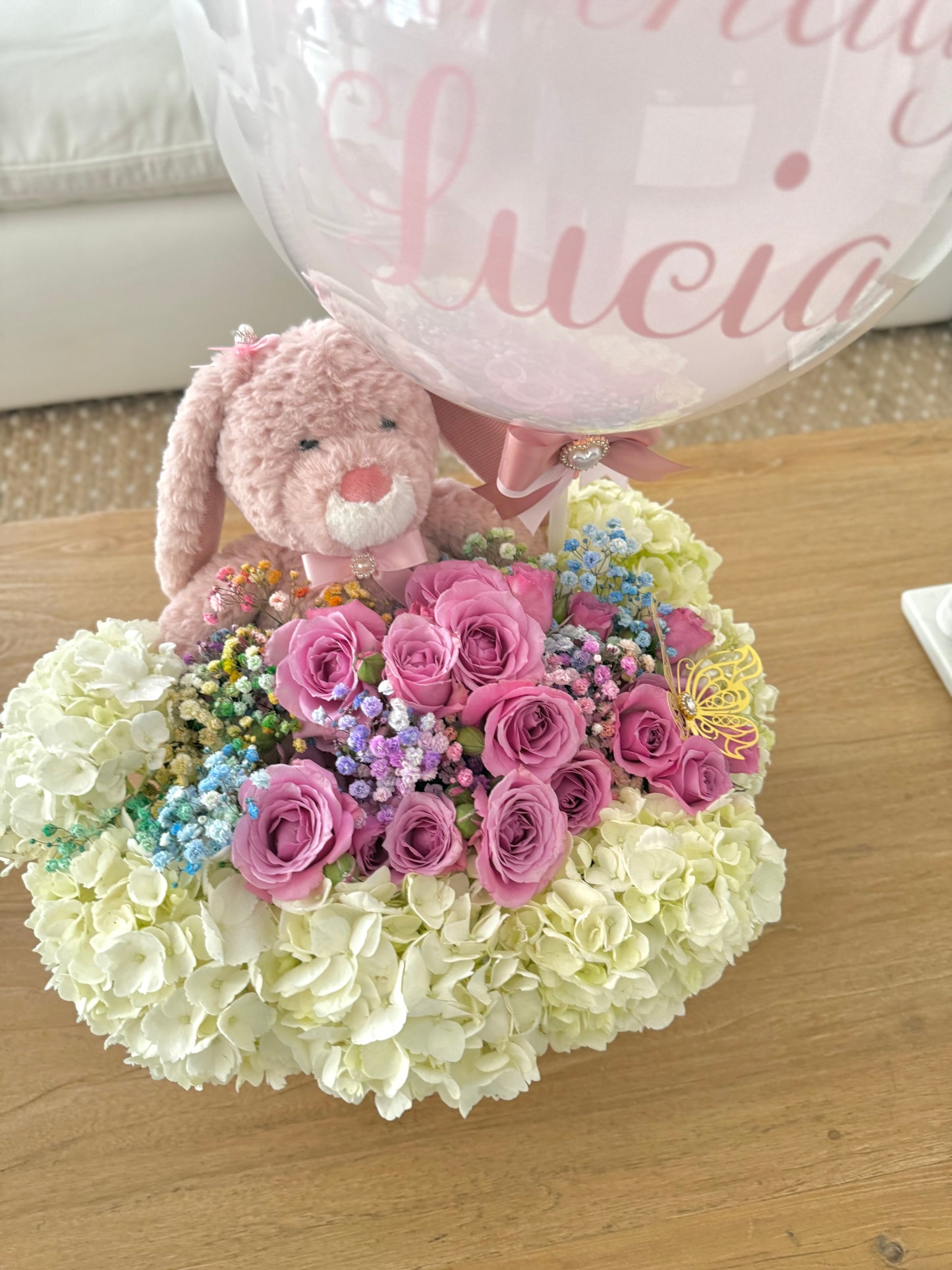 🎀 Luxury Birthday Bloom Box with Balloon & Plush
