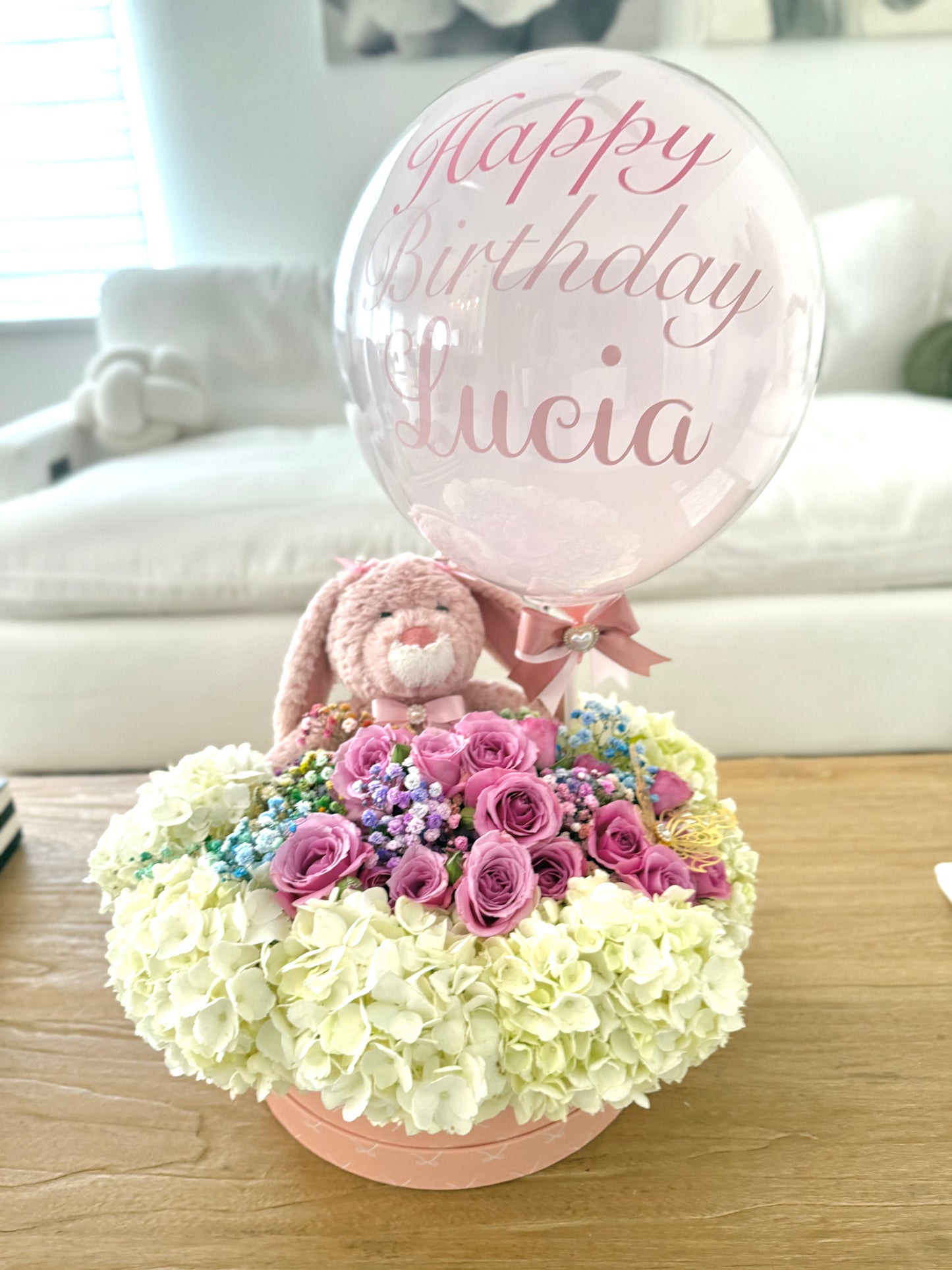 🎀 Luxury Birthday Bloom Box with Balloon & Plush