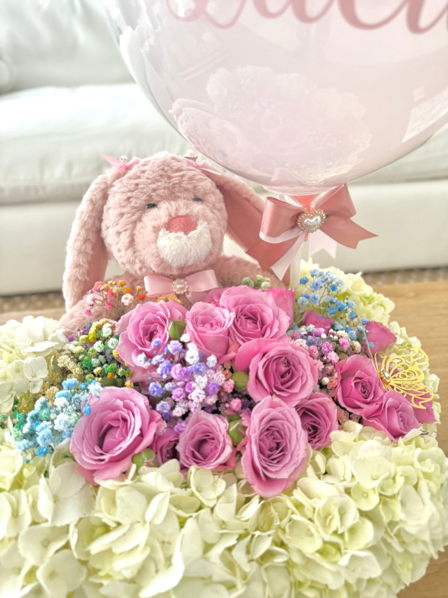 🎀 Luxury Birthday Bloom Box with Balloon & Plush