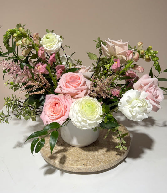 Elegant Low Garden Arrangement Premium Roses and Flowers