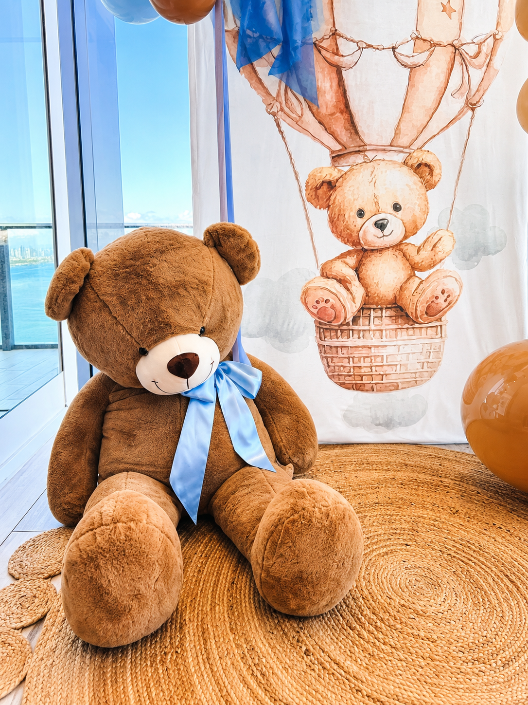 Teddy Bear Baby Shower Decoration Balloon Garland & 7ft Backdrop