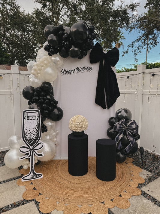 Coquette Black & White Birthday Balloon Setup