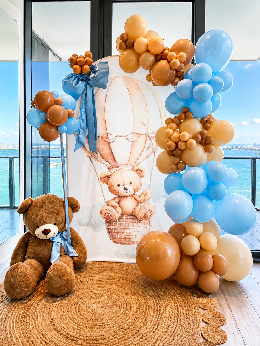 Teddy Bear Baby Shower Decoration Balloon Garland & 7ft Backdrop