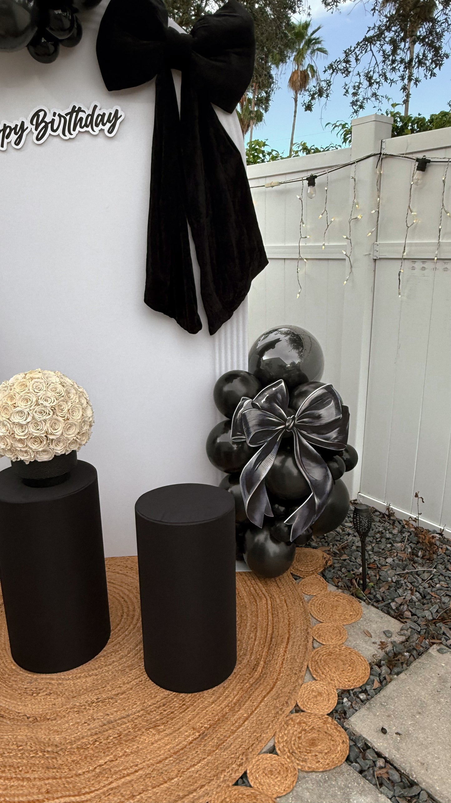 Coquette Black & White Birthday Balloon Setup